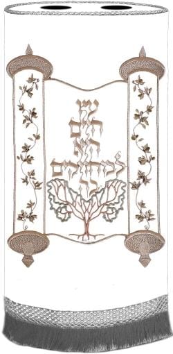 Torah Cover Tree of Life Velvet Meil in 9 Colors White 