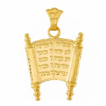 Torah Pendant With The 10 Commandments In 16 inches Chain (40 cm) 
