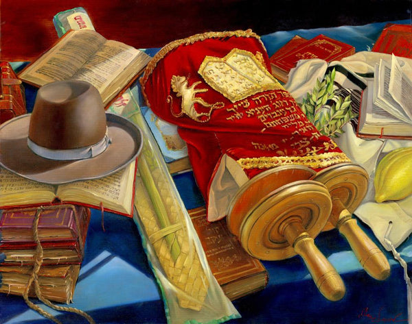 Torah Scroll , Hat and Lulav 