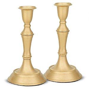 Traditional Aluminum Candlestick Set with Brass Finish 
