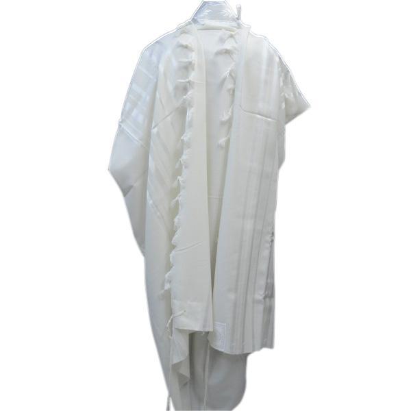 Traditional White/Silver Wool Tallit All White Silver Tallit 