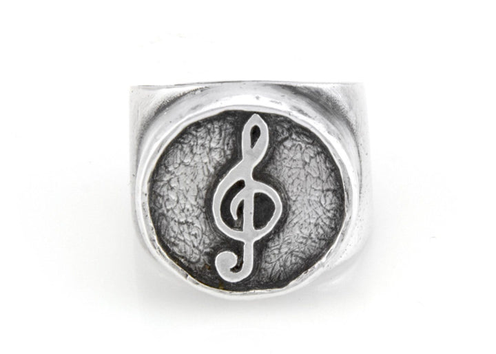 Treble Klef Musical Coin Medallion Ring 