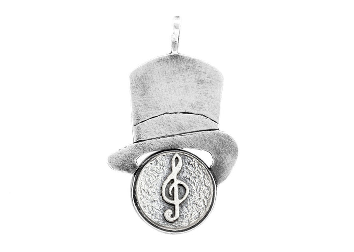 Treble Klef Musical Medallion Hat Necklace Pendant 