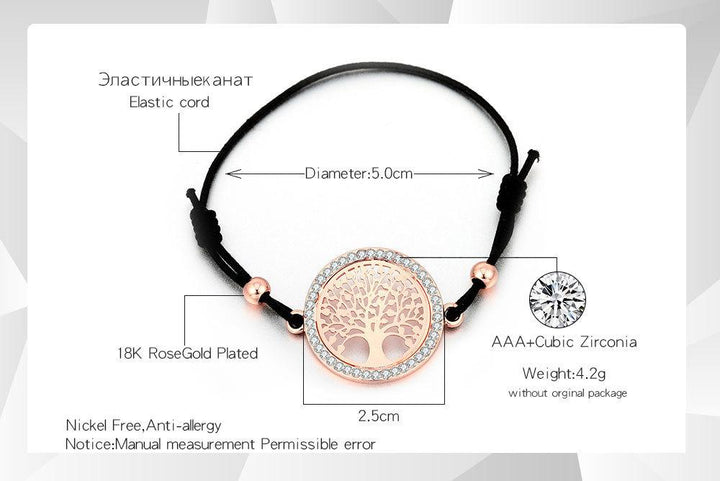 Tree Of Life Adjustable Cord Charm Bracelet 