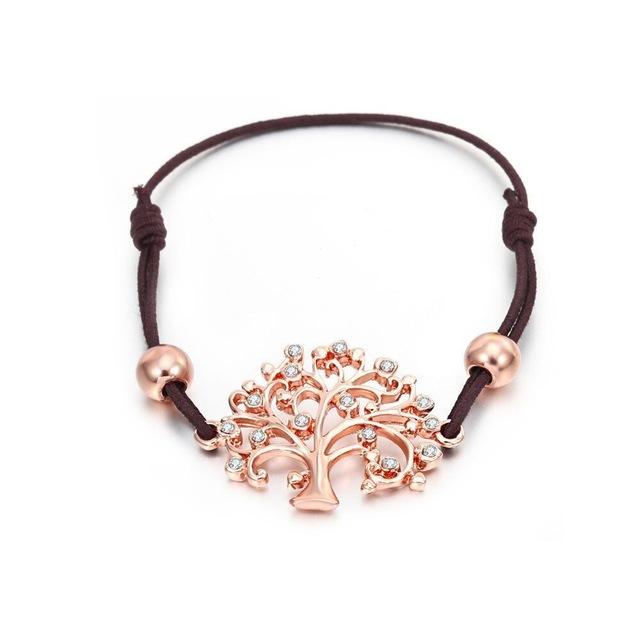 Tree Of Life Adjustable Cord Charm Bracelet rose gold 3 