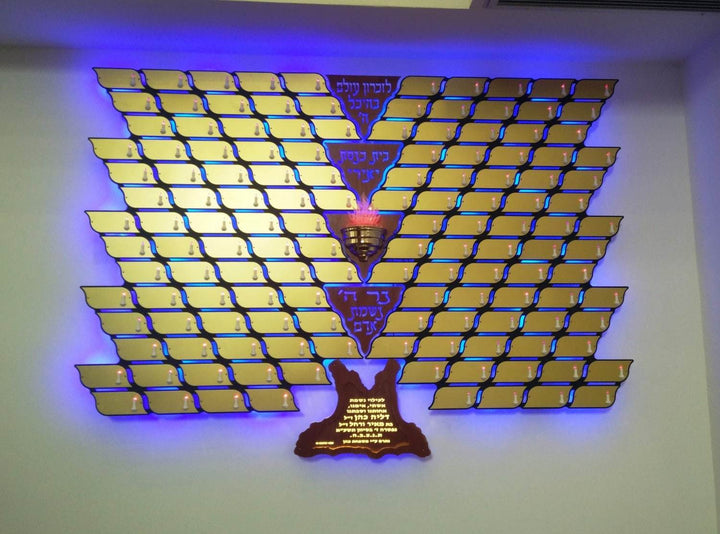 Tree Of Life Memorial Boards All Sizes Led Lighting Hovering Off Wall 138 x 201 cm (138 Plaques) 