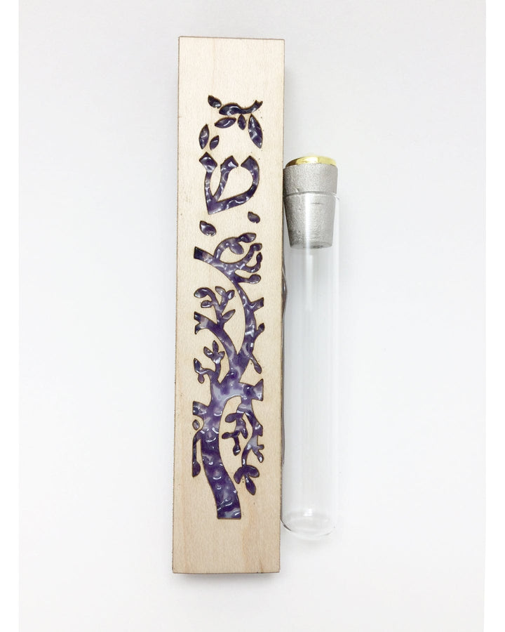 Tree of Life Wedding Mezuzah for Break Glass Purple 