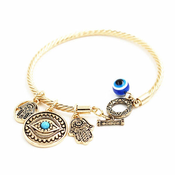 Triple Charm Hamsa Protective Evil Eye Bracelet Jewelry Bracelet 