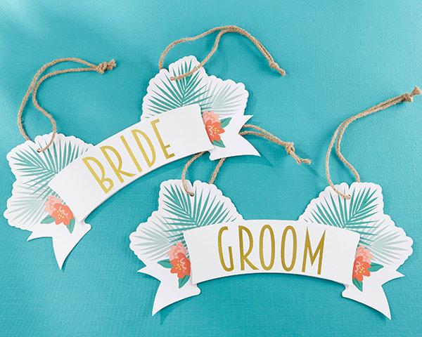 Tropical Chic Bride and Groom Chair Signs 