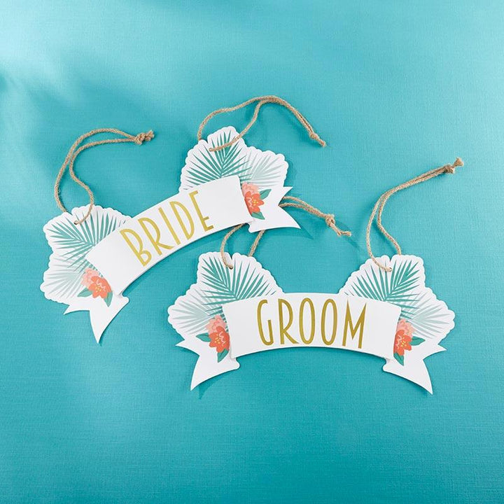 Tropical Chic Bride & Groom Chair Signs Tropical Chic Bride & Groom Chair Signs 