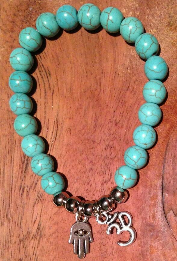 Turquoise & Silver Hamsa Bracelet bracelets 