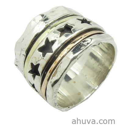 Two Tone Ring In Star Of David Pattern 