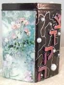Tzedakah Box - Hand Painted On Tin In Motif Botanical III 