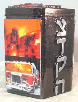Tzedakah Box Salute To Our Heros 10 Designs Fire Fighters 