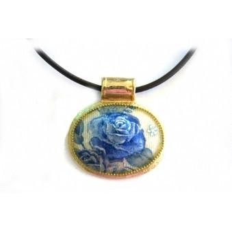 Unique Necklace- Blue Antique Rose 