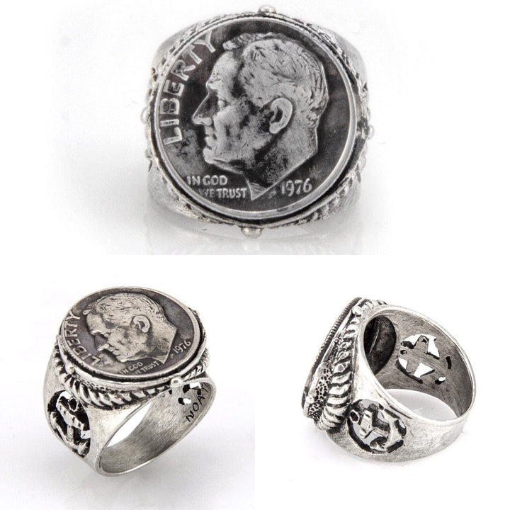 US Dime Sterling Silver Coin Ring 