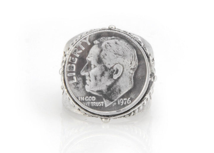 US Dime Sterling Silver Coin Ring 