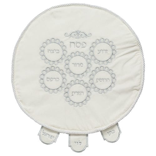 Velvet Passover Cover 45 Cm - White - With Embroidery Passover, Pesach 