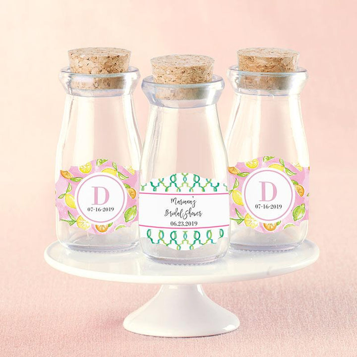 Vintage Milk Bottle Favor Jar with Chalk Heart Labels (Set of 12) Vintage Milk Bottle Favor Jar - Cheery & Chic (Set of 12) (Personalization Available) 
