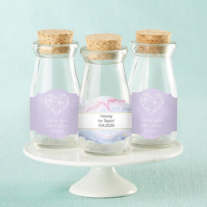 Vintage Milk Bottle Favor Jar with Chalk Heart Labels (Set of 12) Vintage Milk Bottle Favor Jar - Elements (Set of 12) (Available Personalized) 