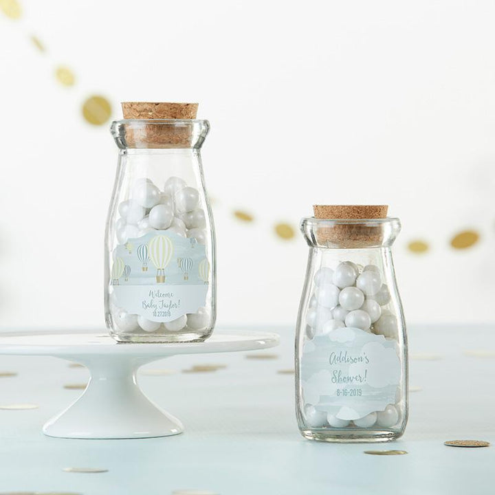 Vintage Milk Bottle Favor Jar with Chalk Heart Labels (Set of 12) Vintage Milk Bottle Favor Jar - Gender Neutral Baby Shower (Set of 12) (Personalization Available) 