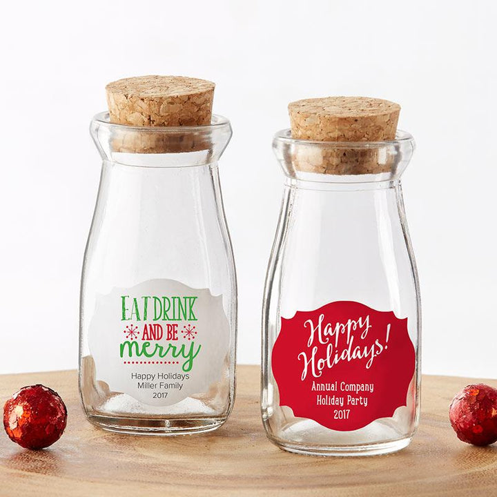 Vintage Milk Bottle Favor Jar with Chalk Heart Labels (Set of 12) Vintage Milk Bottle Favor Jar - Holiday (Set of 12) (Personalization Available) 