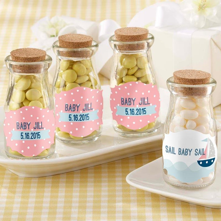 Vintage Milk Bottle Favor Jar with Chalk Heart Labels (Set of 12) Vintage Milk Bottle Favor Jar - Nautical Baby (Set of 12) (Personalization Available) 