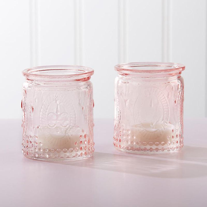 Vintage Pink Glass Tea Light Holder (Set of 4) Vintage Pink Glass Tea Light Holder (Set of 4) 