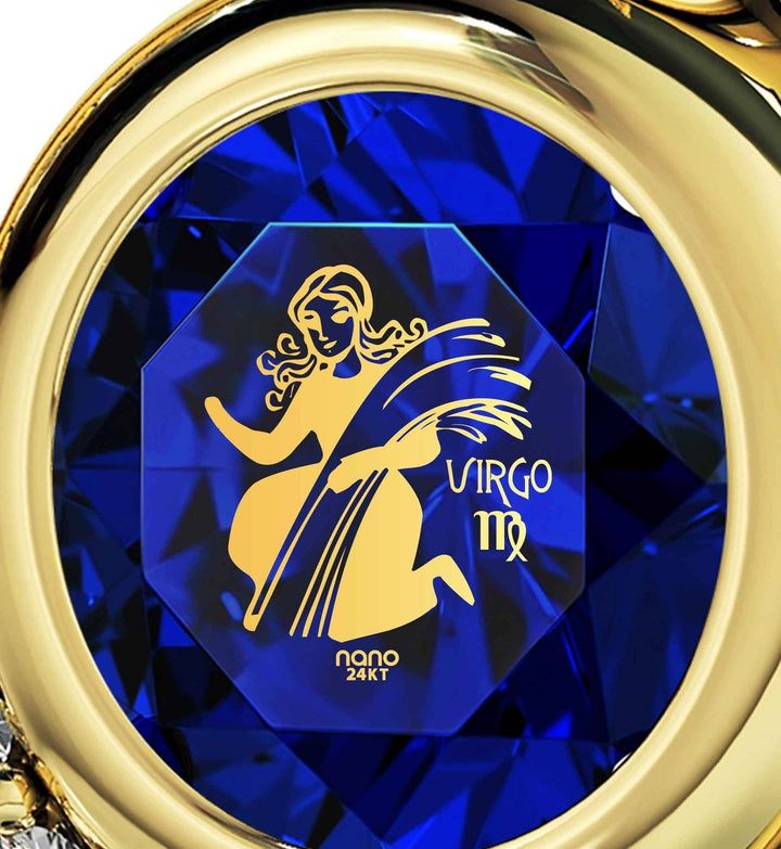 Virgo Sign, 14k Gold Diamonds Necklace, Swarovski Necklace 