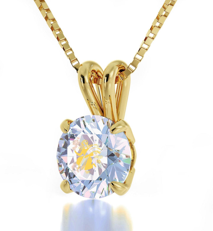 Virgo Sign, 14k Gold Necklace, Swarovski Necklace Opalite 