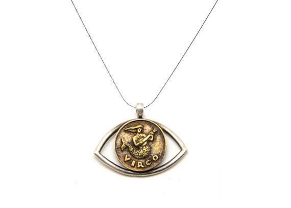 Virgo Sign Astrology Zodiac Pendant Eye Charm Necklace Necklace 