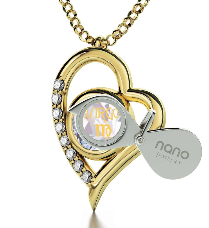 Virgo Sign, Sterling Silver Gold Plated (Vermeil) Necklace, Swarovski Necklace 