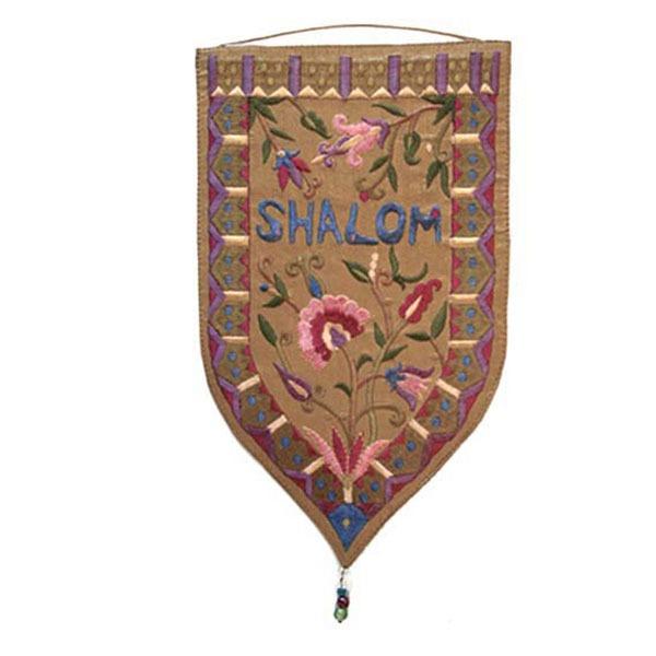 Wall Hanging - Special Shape - Large Shalom English gold 