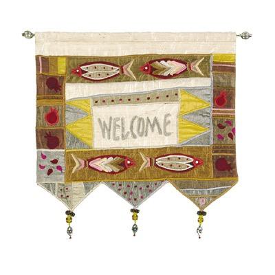 Wall hanging-Welcome in English+fish-multicolor 