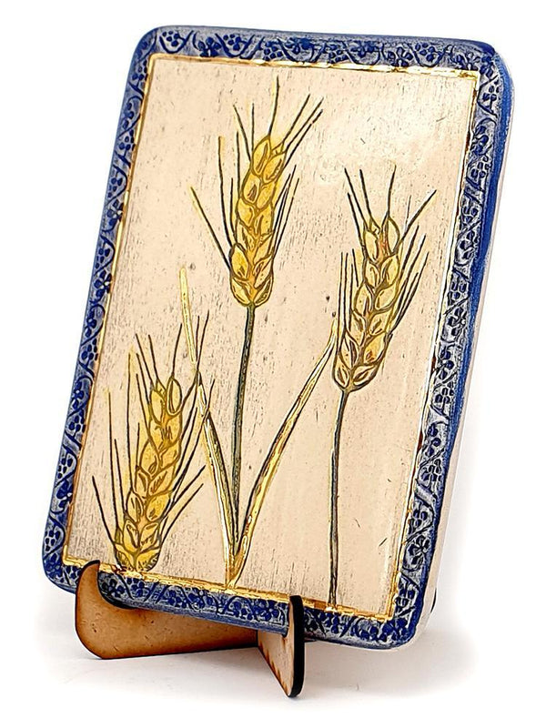 Wheat One of The Seven Species Ceramic Plaque Hand Made Decorated With 24k Gold Ornaments Plaque 12*17cm 24k Gold Ornaments 