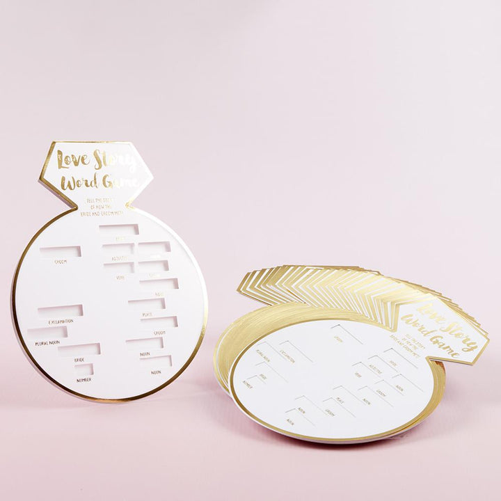 White Bridal Shower Game Card with Gold Foil - Ring Shape (Set of 30) White Bridal Shower Game Card with Gold Foil - Ring Shape (Set of 30) 