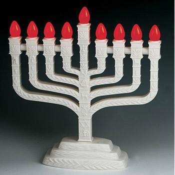 White Electric Knesset Menorah with the Symbols of the Twelve Tribes 
