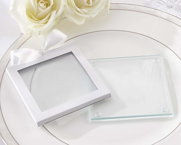 White Glass Coaster Gift Sleeve (Set of 12) White Glass Coaster Gift Sleeve (Set of 12) 
