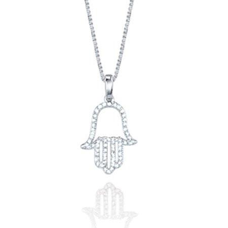 White Gold & Diamond Hamsa Necklace 
