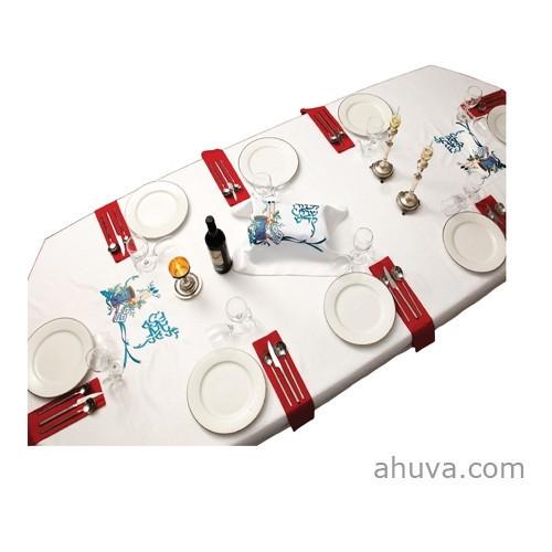 White Table Linen Blue 2 Piece Set Large