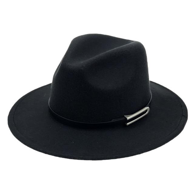 Wide Brim Autumn Vintage Fedora Felt Hat hats Black trilby hat free size 