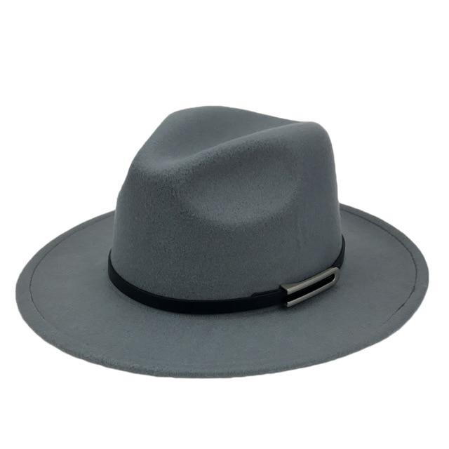 Wide Brim Autumn Vintage Fedora Felt Hat hats Grey trilby hat free size 