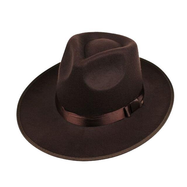 Wide Brim Fedora Hat For Men In Black / Gray / Brown apparel coffee 