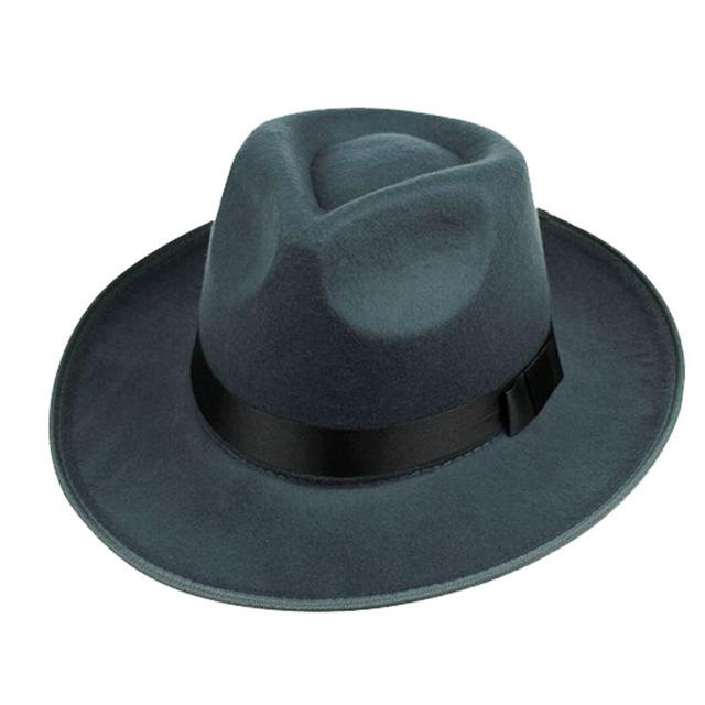 Wide Brim Fedora Hat For Men In Black / Gray / Brown apparel Gray 