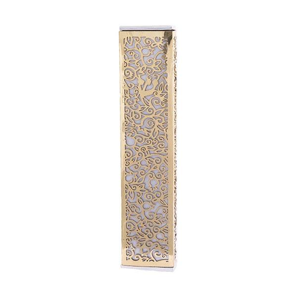 Wide Mezuzah + Metal Cutout - Pomegranates - Copper 