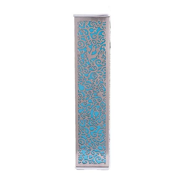 Wide Mezuzah + Metal Cutout - Pomegranates - Turquoise 