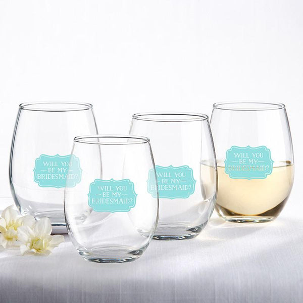 Will You Be My Bridesmaid Something Blue 15 oz. Stemless Wine Glass (Set of 4) Will You Be My Bridesmaid Something Blue 15 oz. Stemless Wine Glass (Set of 4) 