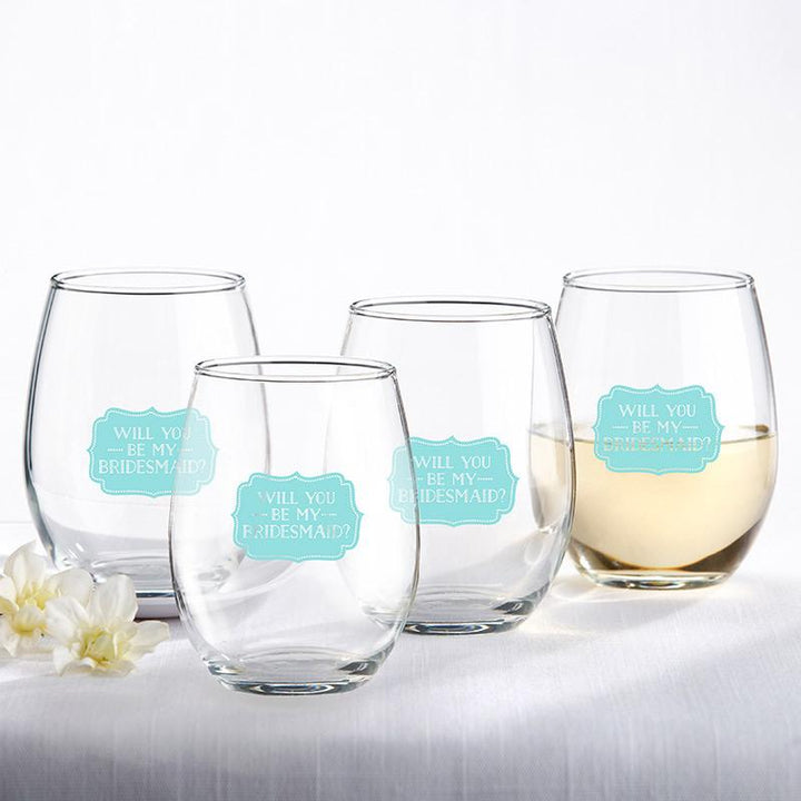 Will You Be My Bridesmaid Something Blue 15 oz. Stemless Wine Glass (Set of 4) Will You Be My Bridesmaid Something Blue 15 oz. Stemless Wine Glass (Set of 4) 
