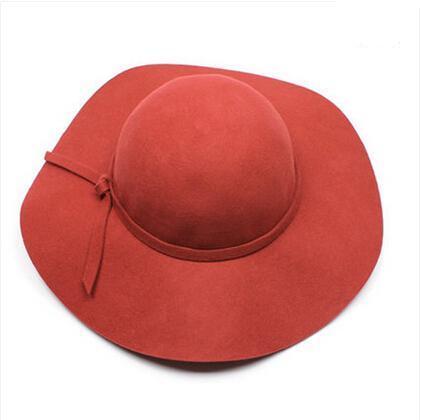Women's Wide Brim Felt Fedora Cloche Hat (12 Colors) rust One Size 