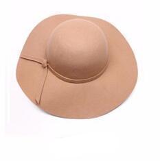 Women's Wide Brim Felt Fedora Cloche Hat (12 Colors) Tan One Size 